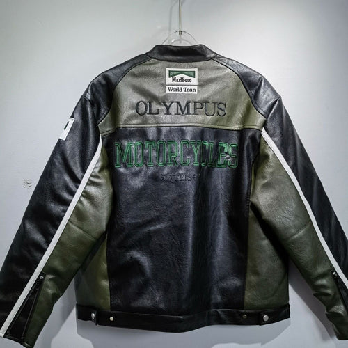 "OLYMPUS" GREEN FORMULA 1 LEATHER JACKET