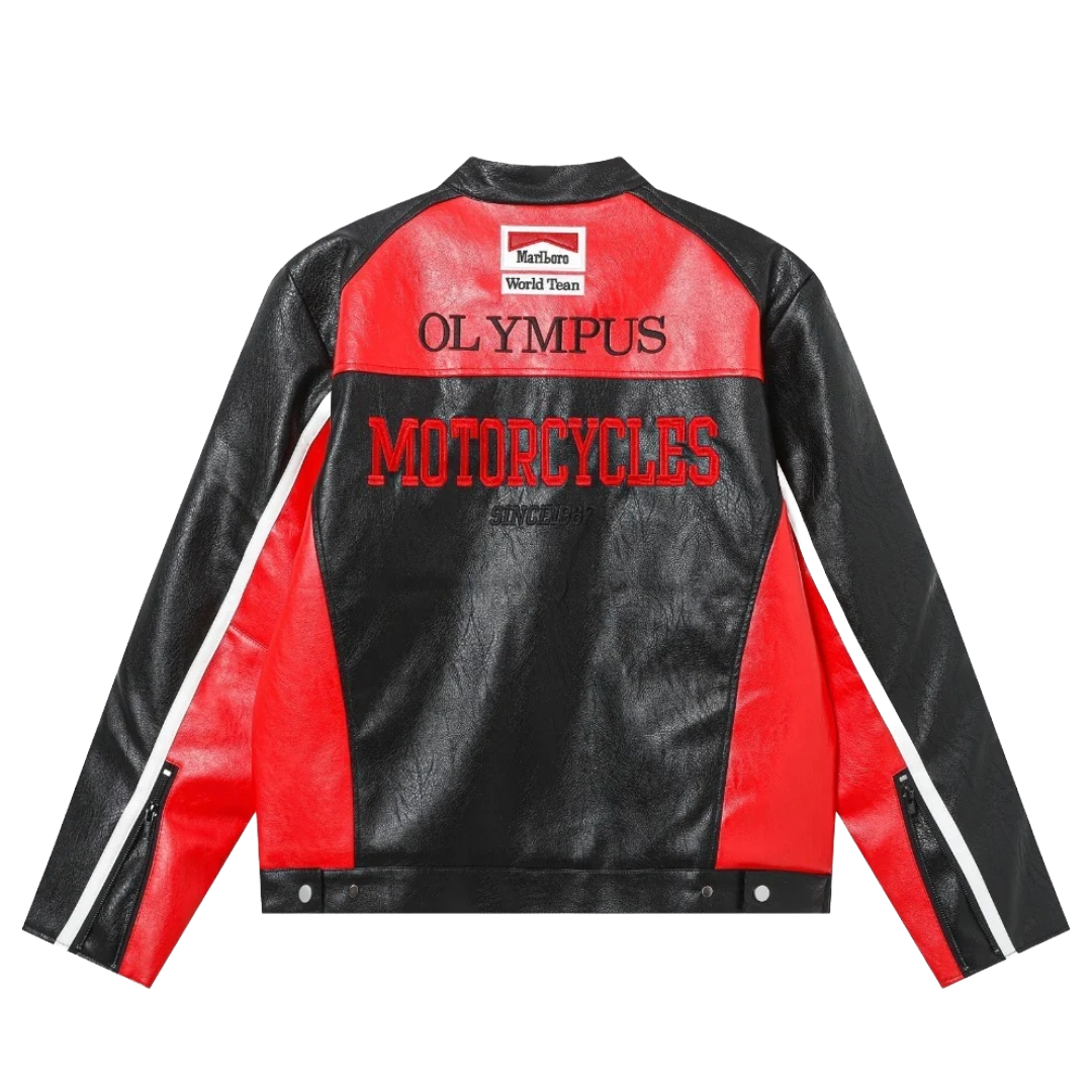 "OLYMPUS" RED FERRARI LEATHER JACKET