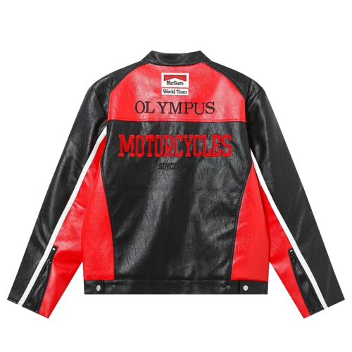 "OLYMPUS" RED FERRARI LEATHER JACKET