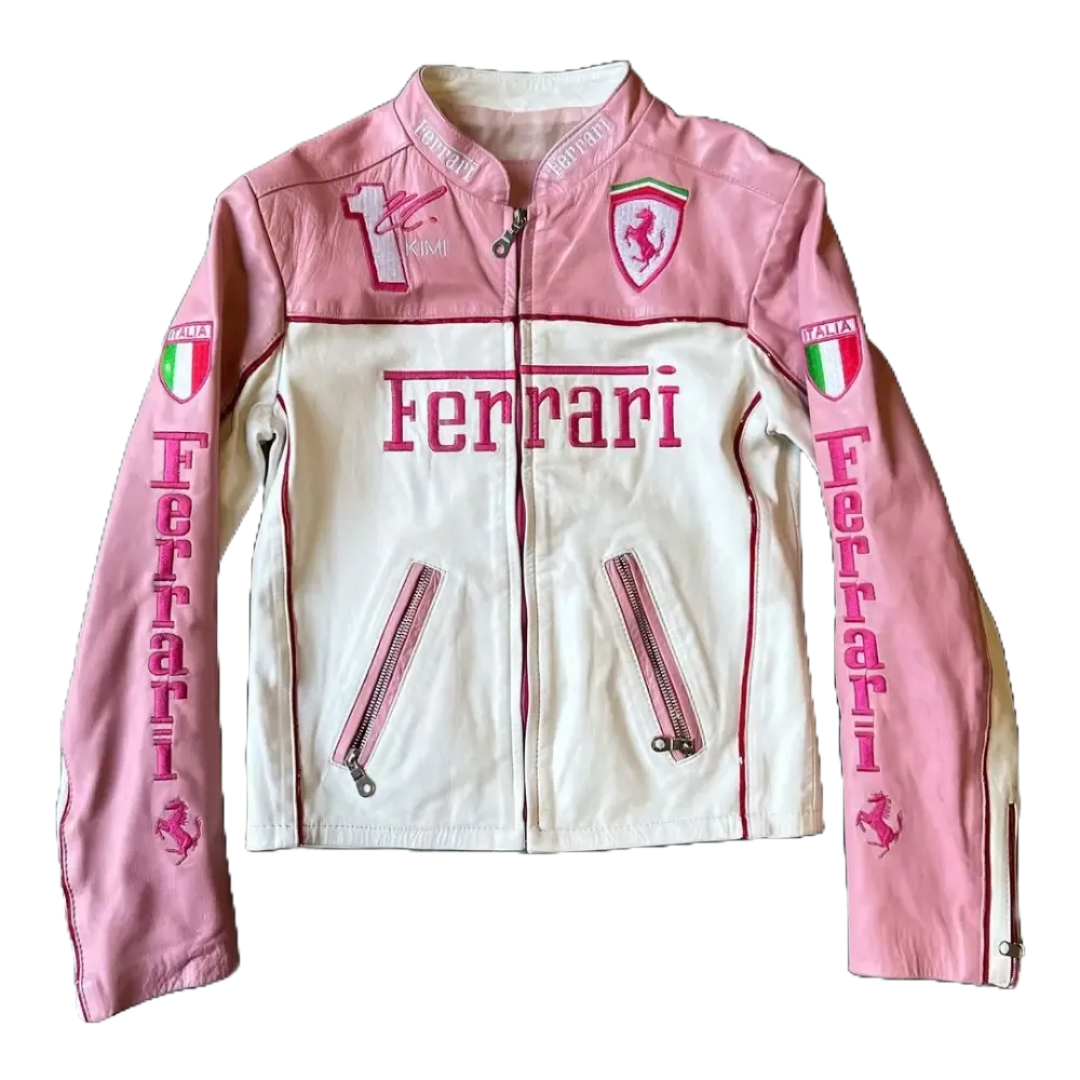 "KIMI" PINK FERRARI  LEATHER JACKET