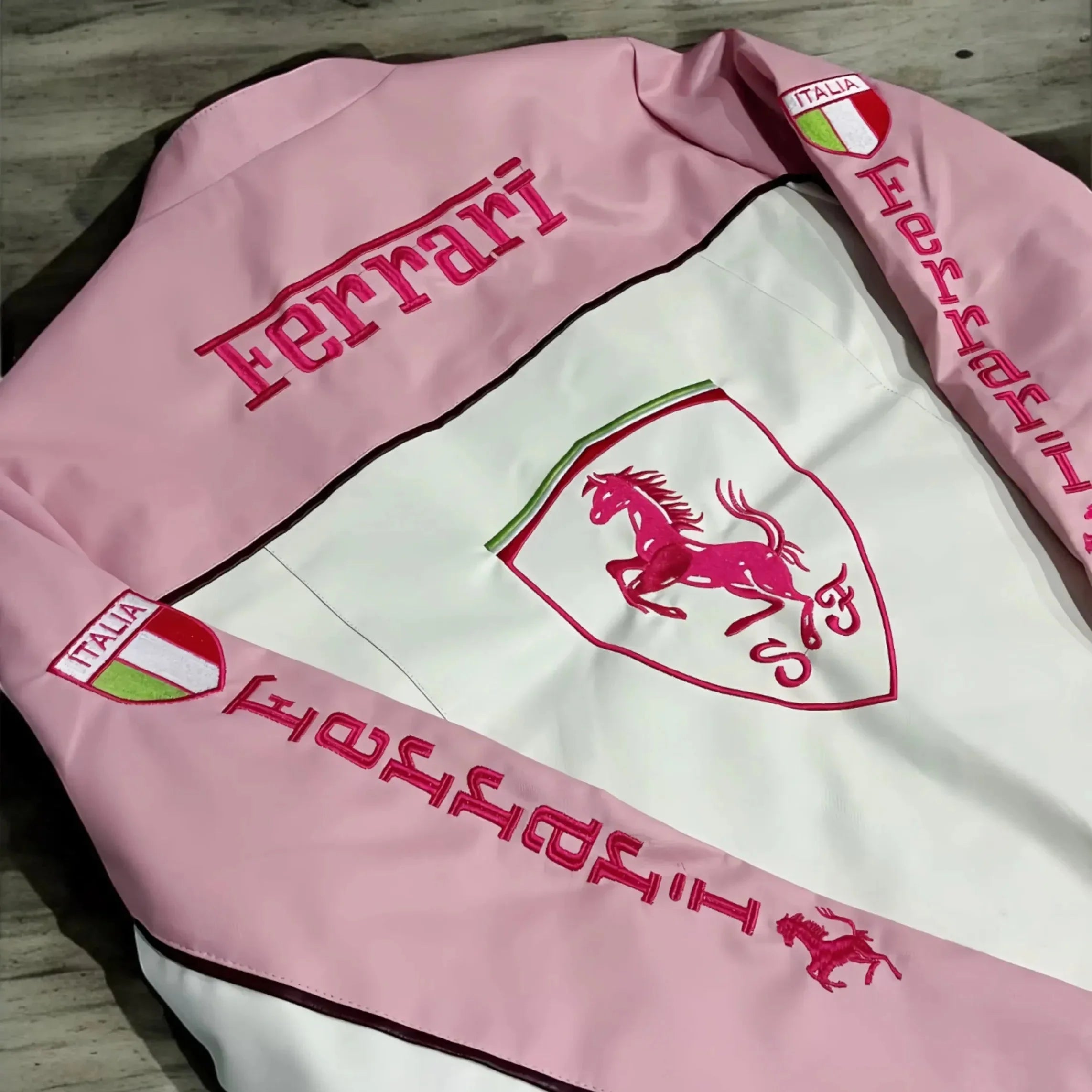 "KIMI" PINK FERRARI  LEATHER JACKET